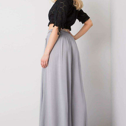 Sophisticated Viscose High-Waisted Wide Leg Trousers with Stylish Tie Belt