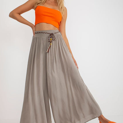Sophisticated Viscose High-Waisted Wide Leg Trousers with Stylish Tie Belt - Très Elite