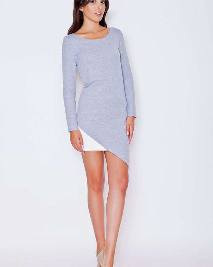 Chic Grey Asymmetrical Mini Dress with Distinctive Insert - Timeless Elegance by Katrus