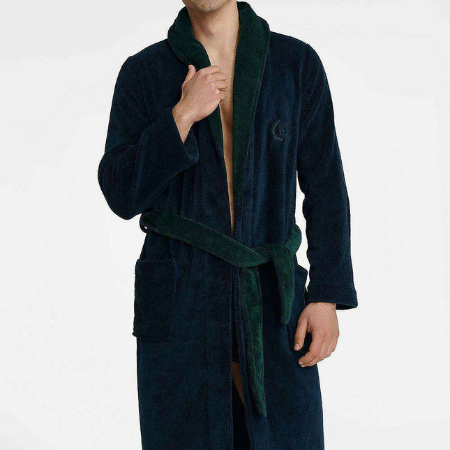 Men's Elegant Two-Tone Classic Bathrobe for Ultimate Comfort