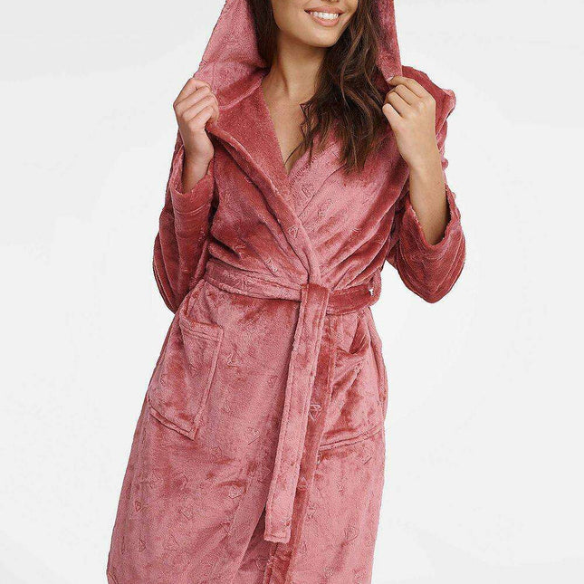 Luxurious Quilted Hooded Robe for Women with Functional Pockets