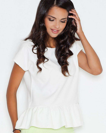 Chic Ruffled Short Sleeve Blouse - Women's Stylish Premium Top