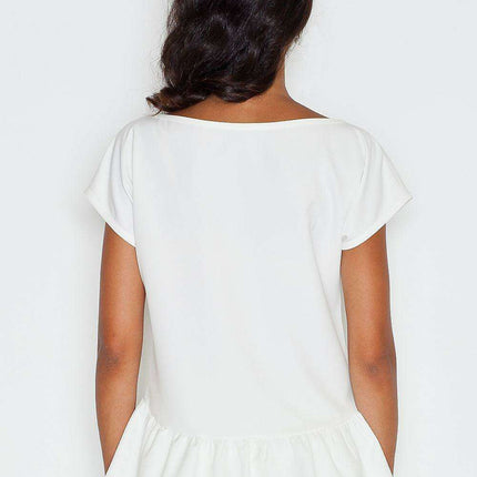 Chic Ruffled Short Sleeve Blouse - Women's Stylish Premium Top