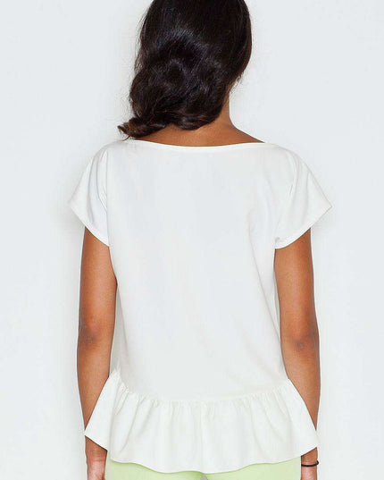 Chic Ruffled Short Sleeve Blouse - Women's Stylish Premium Top