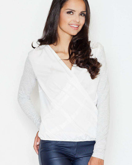 Elegant Two-Tone Pleated Blouse for Timeless Style