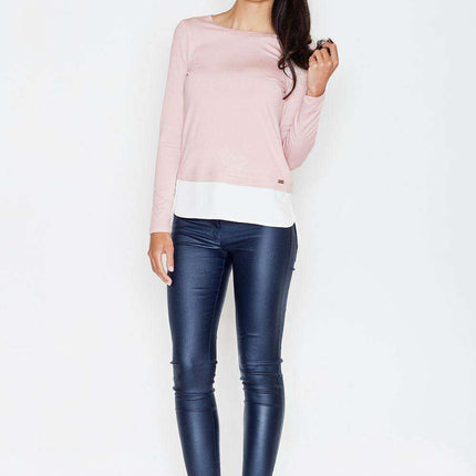 Elegant Color-Blocked Long Sleeve Blouse for Modern Sophistication