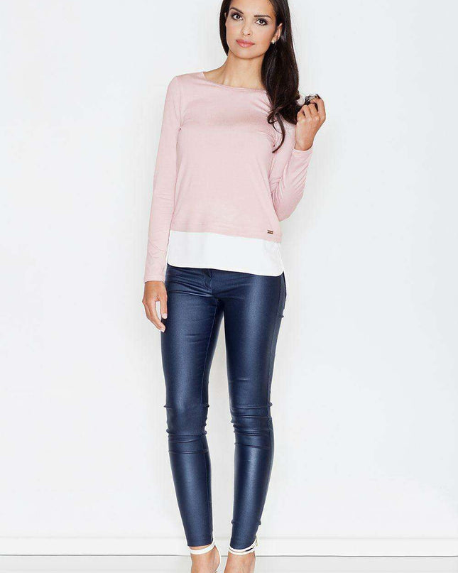Elegant Color-Blocked Long Sleeve Blouse for Modern Sophistication