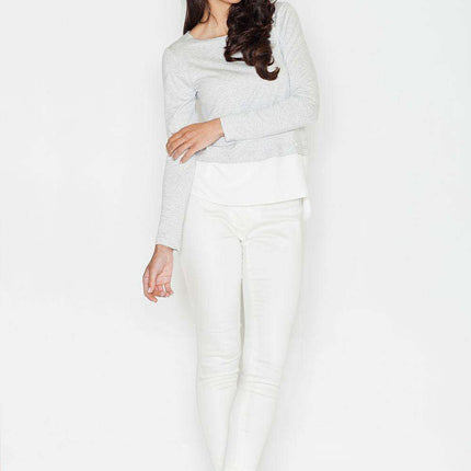 Elegant Long Sleeve Blouse with Vibrant Trim