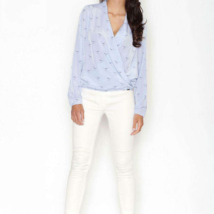 Elegant Textured Blouse with Stylish Folded Collar & Unique Pattern - Figl Design 43838