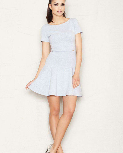 Elegant Frill-Embellished Cotton Day Dress for the Modern Woman