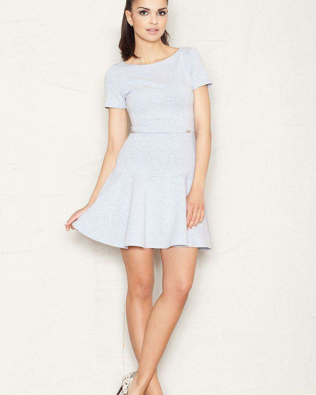 Elegant Frill-Embellished Cotton Day Dress for the Modern Woman