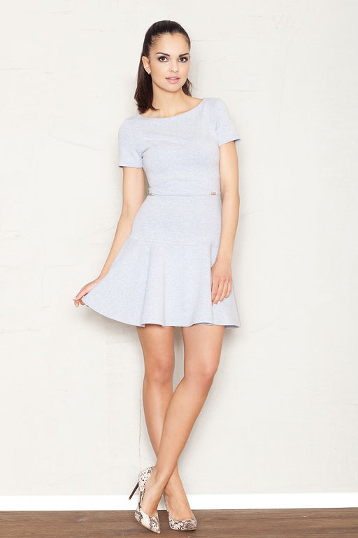 Chic Frill-Trimmed Cotton Day Dress for the Elegant Woman