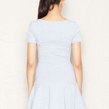 Elegant Frill-Embellished Cotton Day Dress for the Modern Woman