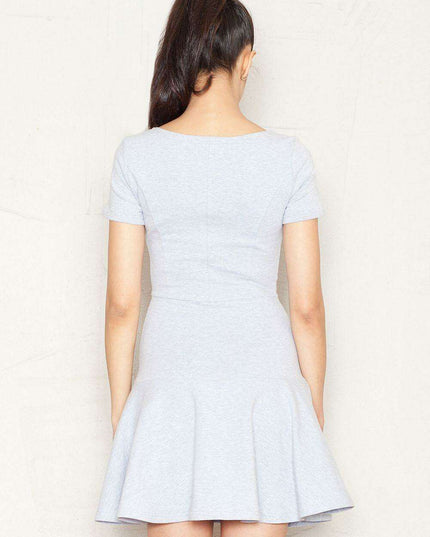 Elegant Frill-Embellished Cotton Day Dress for the Modern Woman