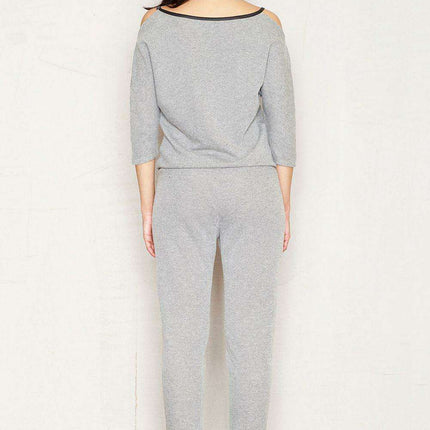 Sleek Charcoal Utility Jumpsuit with Trendy Patch Pockets and Elegant Black Details