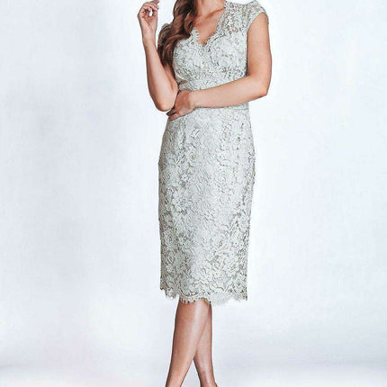Chic Lace V-Neck Cocktail Dress with Enchanting Sleeves