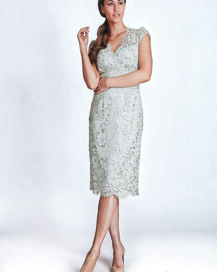 Chic Lace V-Neck Cocktail Dress with Enchanting Sleeves