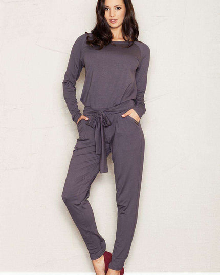Chic Viscose Jumpsuit with Tailored Trousers and Contemporary Touches