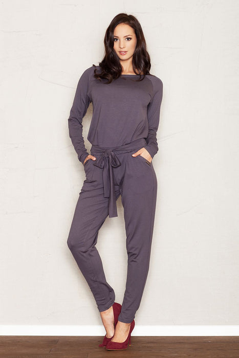 Elegant Viscose Jumpsuit with Tapered Pants and Stylish Details