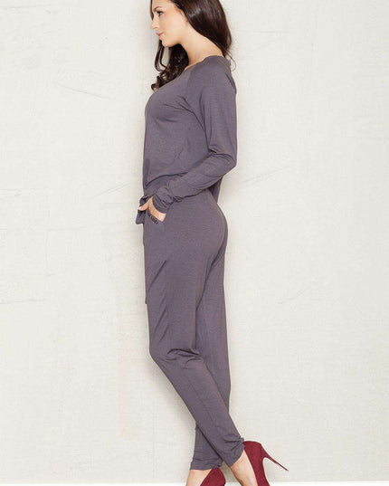 Chic Viscose Jumpsuit with Tailored Trousers and Contemporary Touches