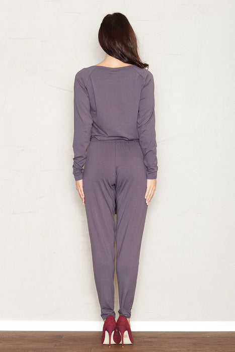 Elegant Viscose Jumpsuit with Tapered Pants and Stylish Details