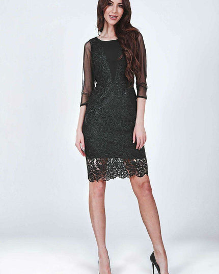 Sophisticated 3/4 Sleeve Lace Evening Dress