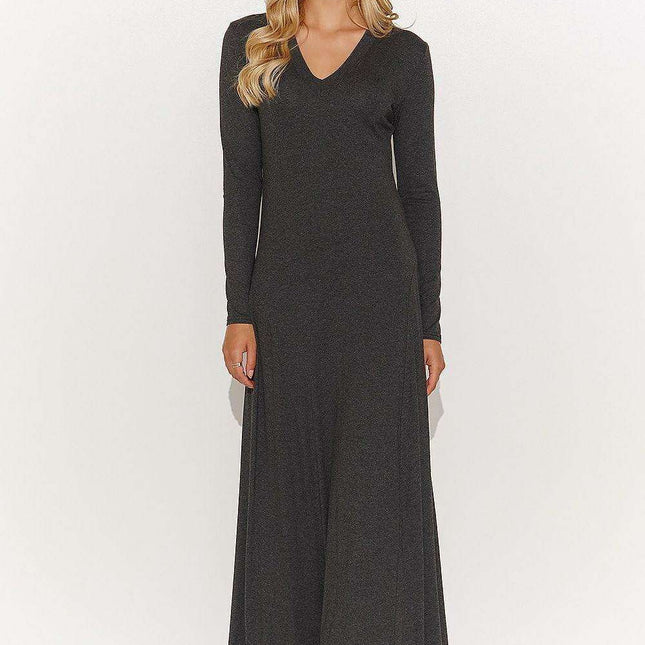 Chic Viscose Maxi Dress with Eye-Catching Tinsel Accents
