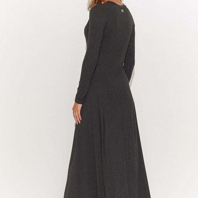 Chic Viscose Maxi Dress with Eye-Catching Tinsel Accents