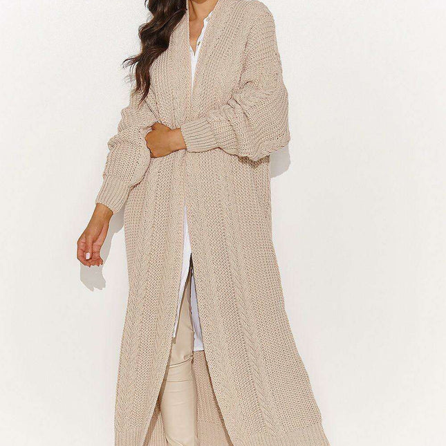 Chic Longline Plaid Knit Cardigan for Women