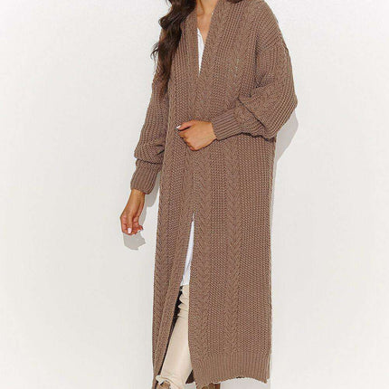 Chic Longline Plaid Knit Cardigan for Women