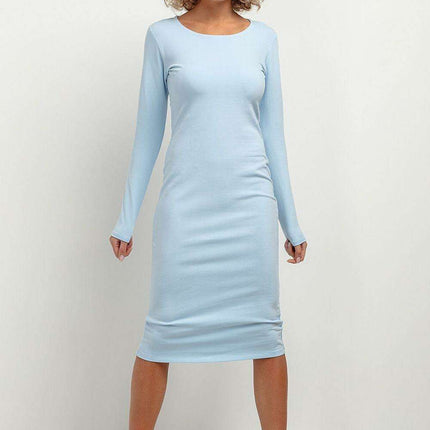 Elegant Boat Neck Midi Dress with Refined Hem Accents