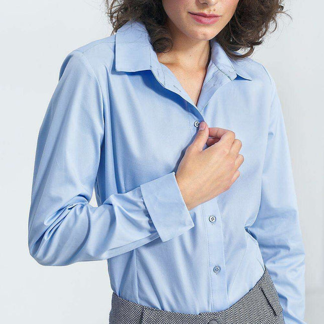 White Cotton Blend Slim Fit Business Shirt Cuff Details