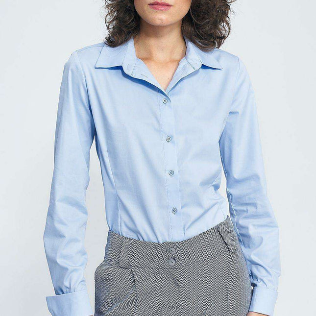 White Cotton Blend Slim Fit Business Shirt Cuff Details