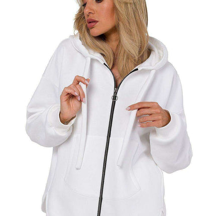 Cozy Knitted Zip-Up Sweater - Women's Sweatshirt with Kangaroo Pocket