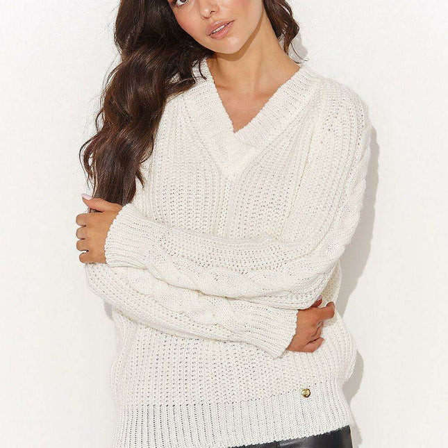Chic Heart Neck Sweater with Gold Tinsel Detail
