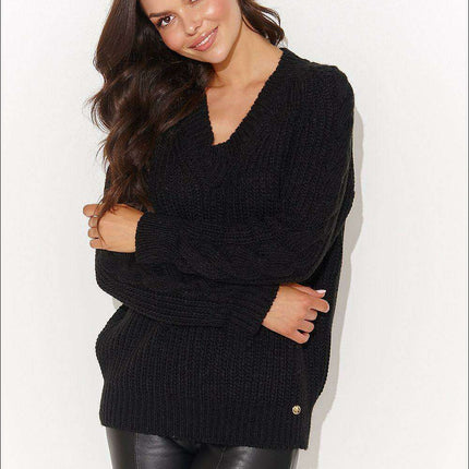 Chic Heart Neck Sweater with Gold Tinsel Detail