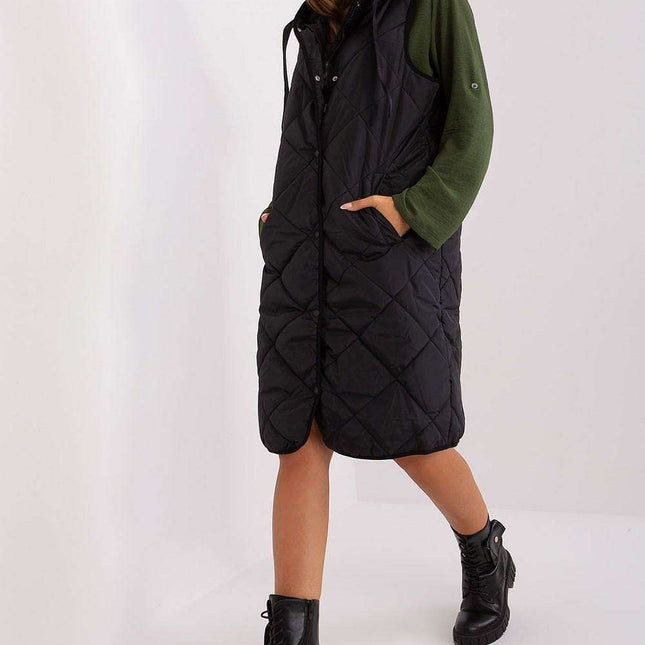 Versatile Extended Length Quilted Hooded Vest