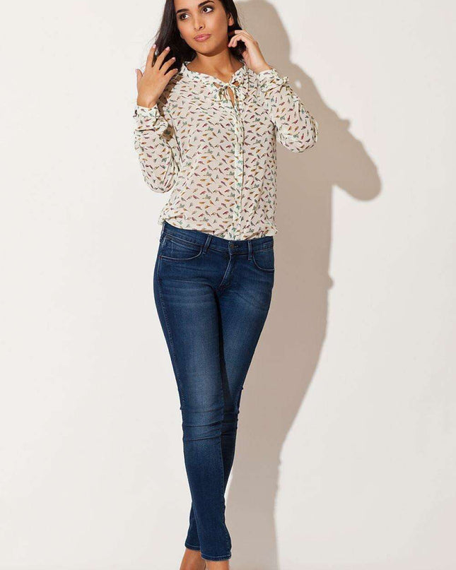 Elegant Aviary Chiffon Blouse