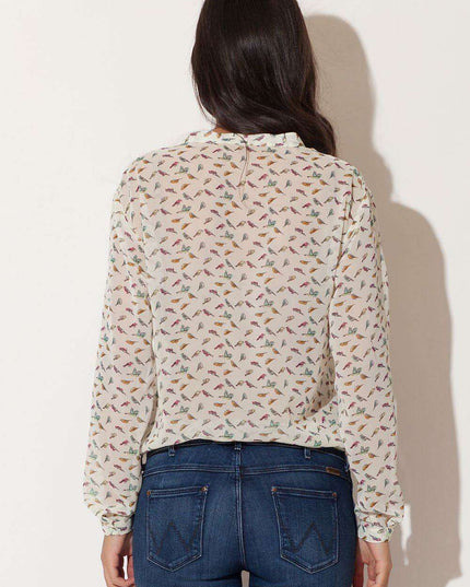 Elegant Aviary Chiffon Blouse