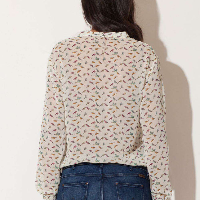 Elegant Aviary Chiffon Blouse