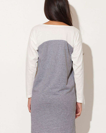 Elegant Ecru Cotton Pleated Daydress - Katrus Luxe Collection