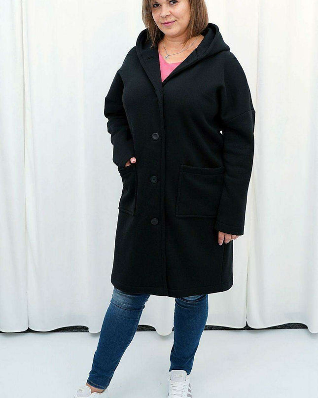 Chic Plus Size Knitted Hooded Blouse Coat - Karko Collection