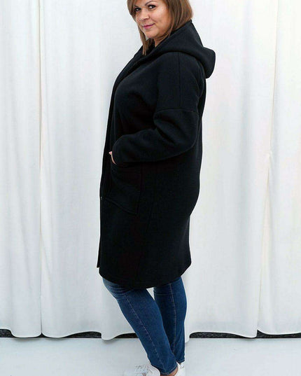 Chic Plus Size Knitted Hooded Blouse Coat - Karko Collection