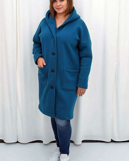 Chic Plus Size Knitted Hooded Blouse Coat - Karko Collection