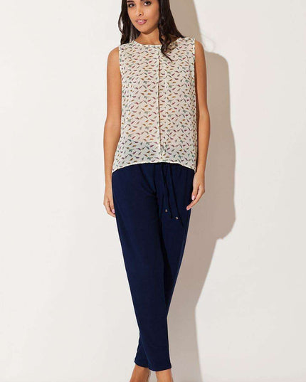 Chic Birdsong Red Chiffon Sleeveless Blouse - Timeless Elegance