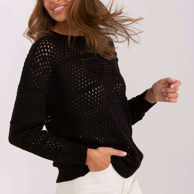 Airy Elegance Openwork Knit Pullover