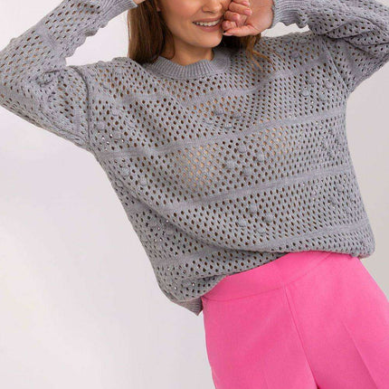 Airy Elegance Openwork Knit Pullover