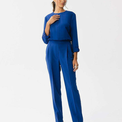 Sophisticated Slit Neck Jumpsuit with Stylish Accents