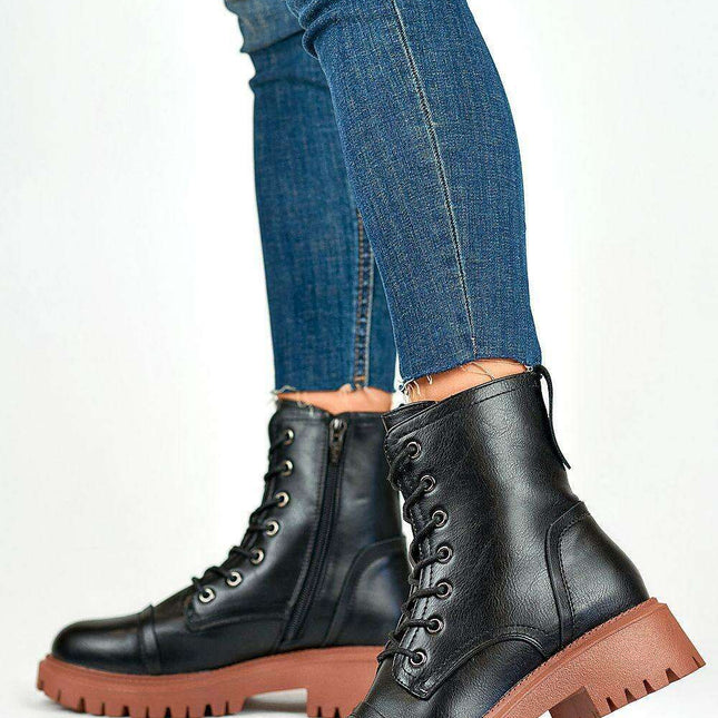Chic Eco Leather Winter Lace-Up Boots
