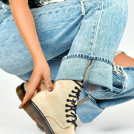 Elegant Eco-Friendly Beige Suede Winter Ankle Boots